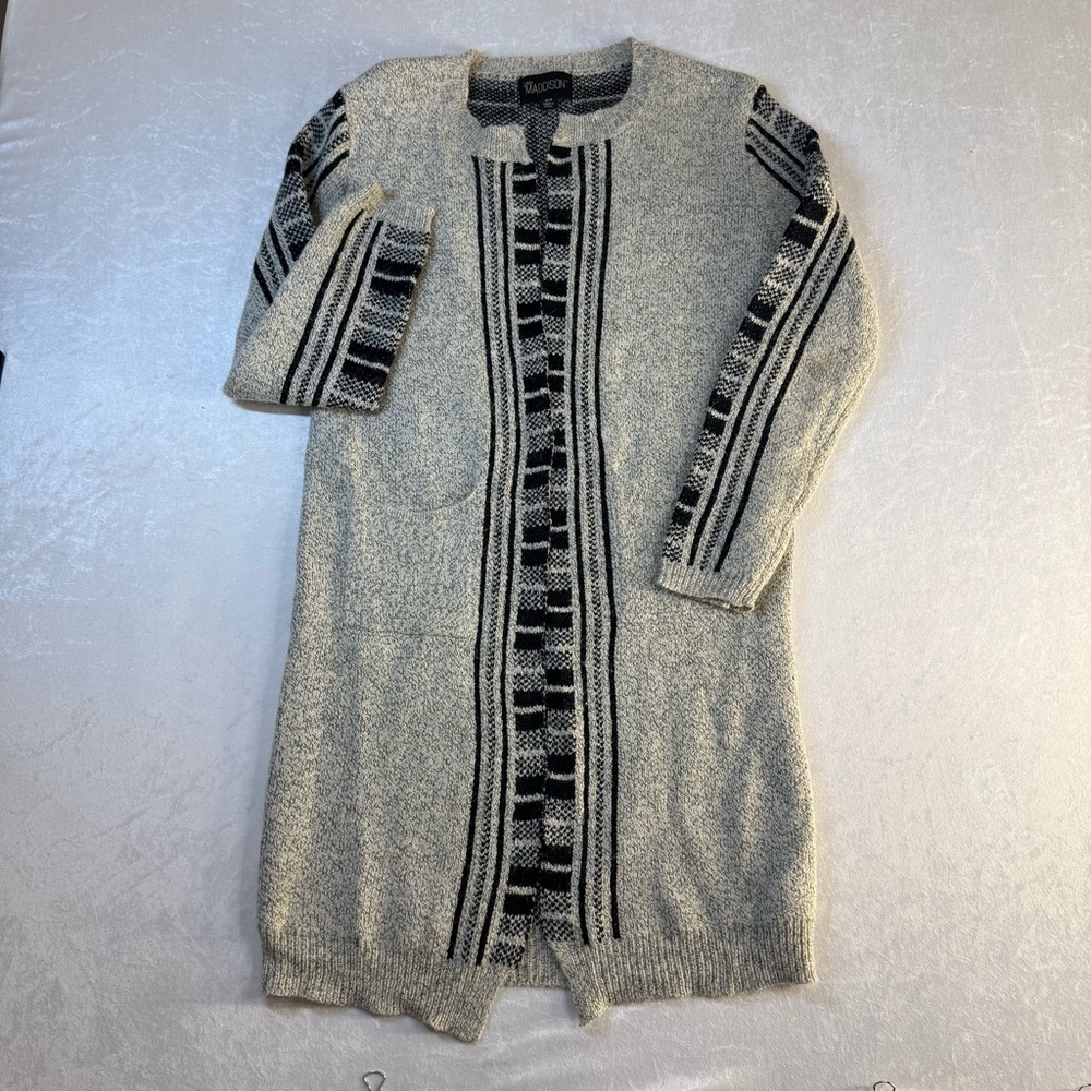 Madison Gray and Black Long Cardigan Sweater